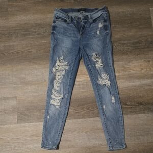 Judy Blue Distressed Light Blue Skinny Jeans